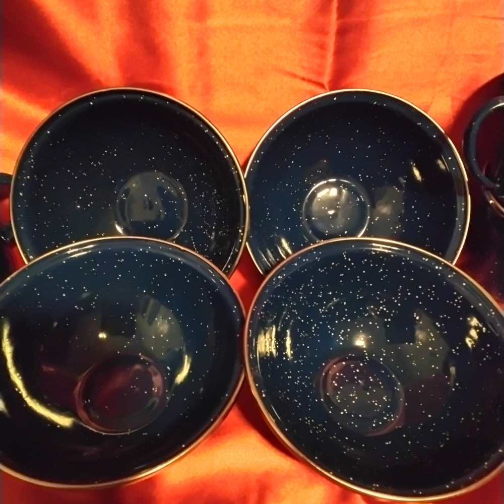 PRICE DROP! Stansport Enameled Blue Speckled Dinnerware - Picture 3 of 4